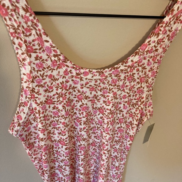 Aerie NWT Pink Floral Ribbed Tank - Picture 3 of 5